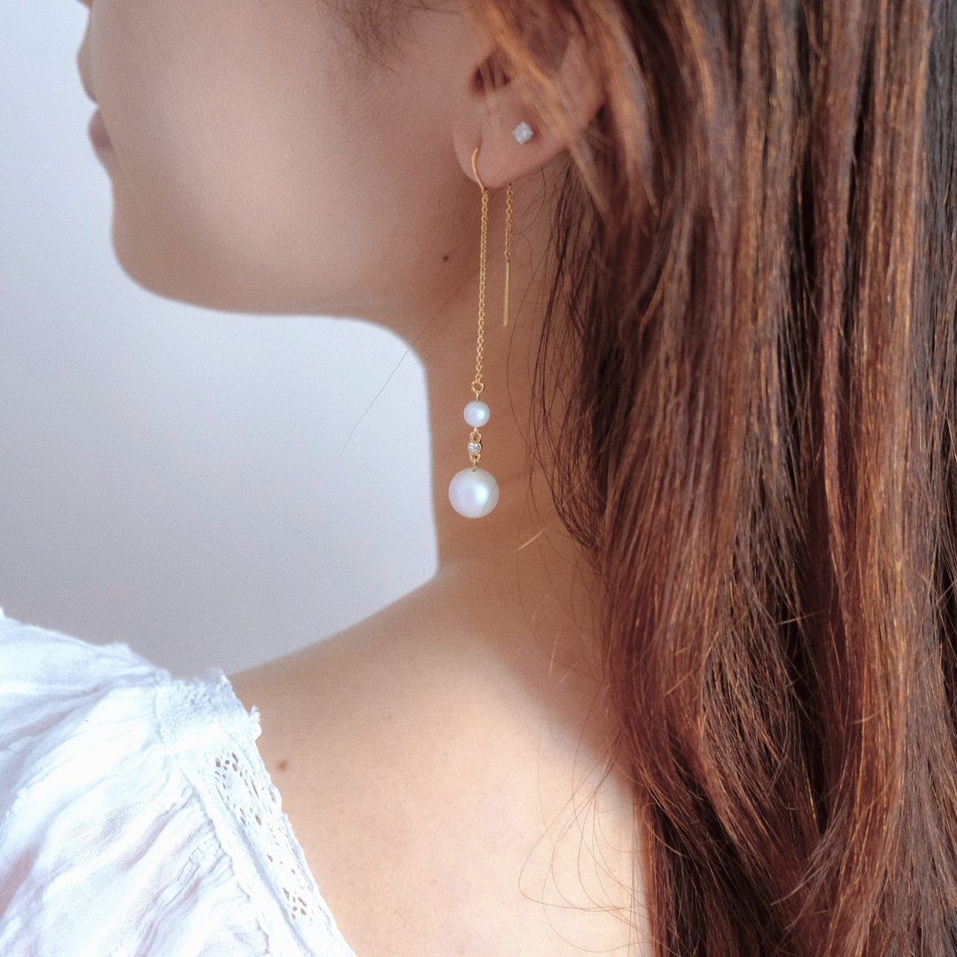 Chloe | 新娘姊妹 Swarovski珠光粉红水晶珍珠耳环 | 优雅气质 - 耳环/耳夹 - 珍珠 金色