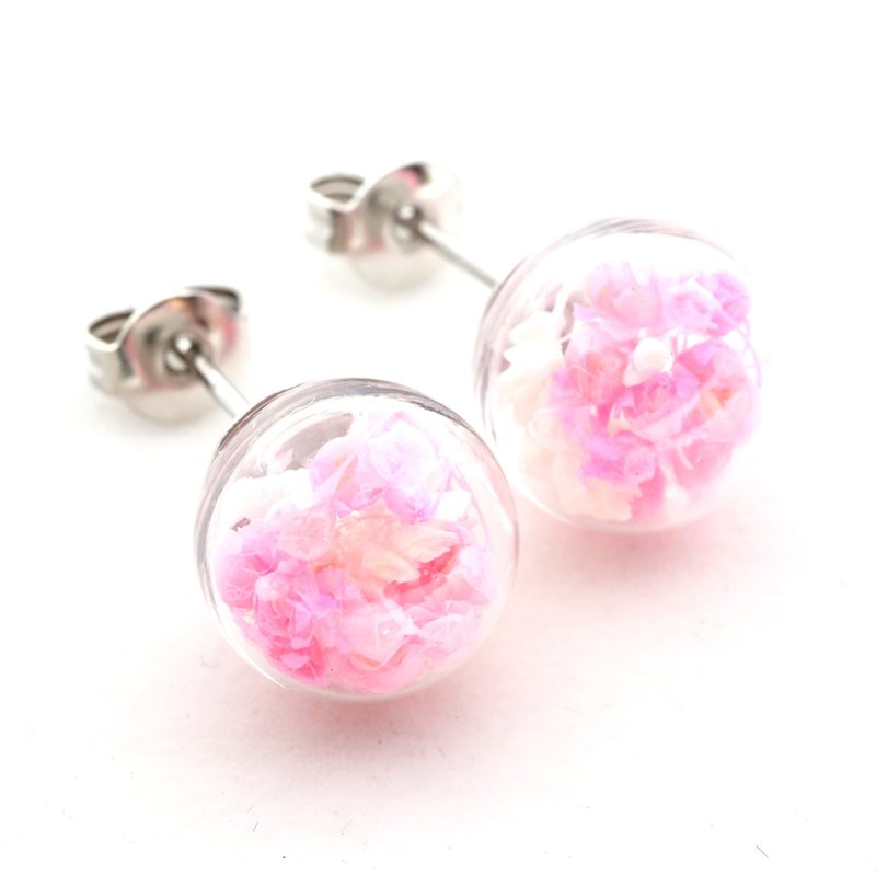 爱家作- OMYWAY DIY 干花  玻璃球 耳针 耳环 耳勾 垂挂 耳夹  1cm - 耳环/耳夹 - 玻璃 