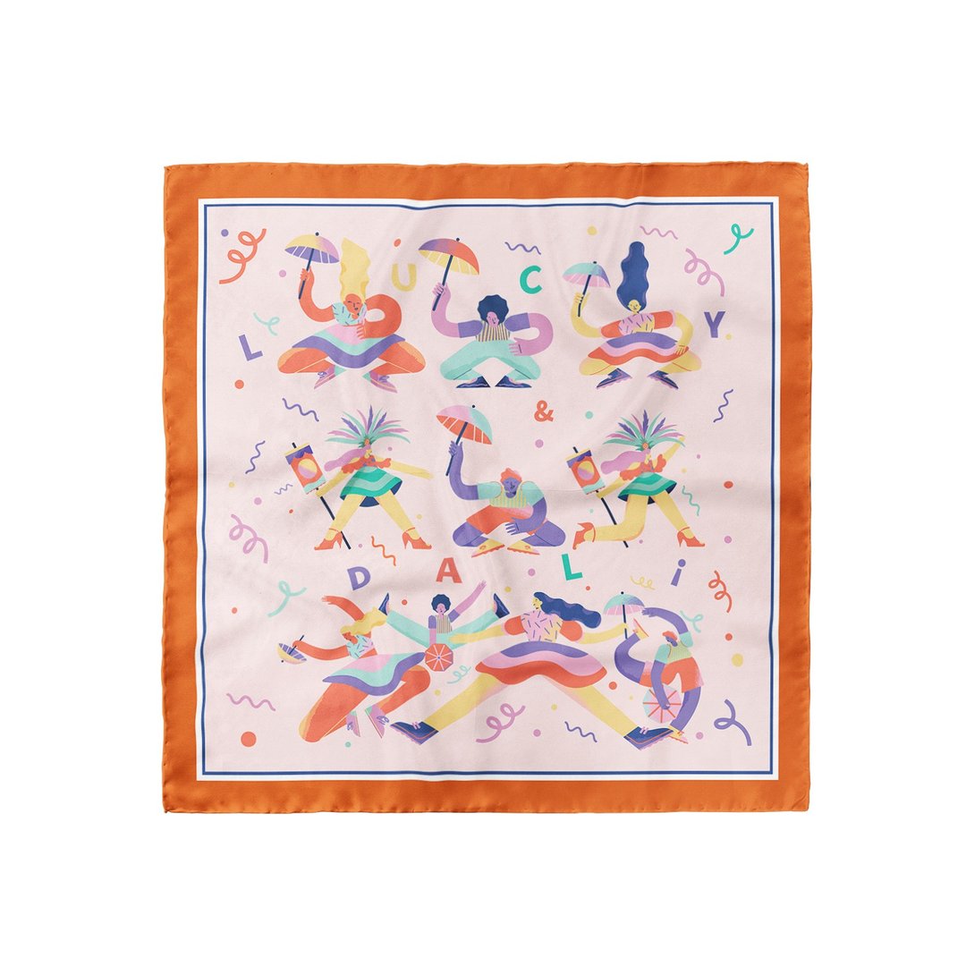 插画师周边 ::100%silk真丝丝巾:: — 跳舞吧印花 礼物 大方巾 - 丝巾 - 丝．绢 多色