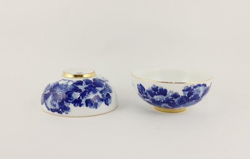 纯手绘茶杯-牡丹对杯(中圆杯)-青花 - 茶具/茶杯 - 瓷 蓝色