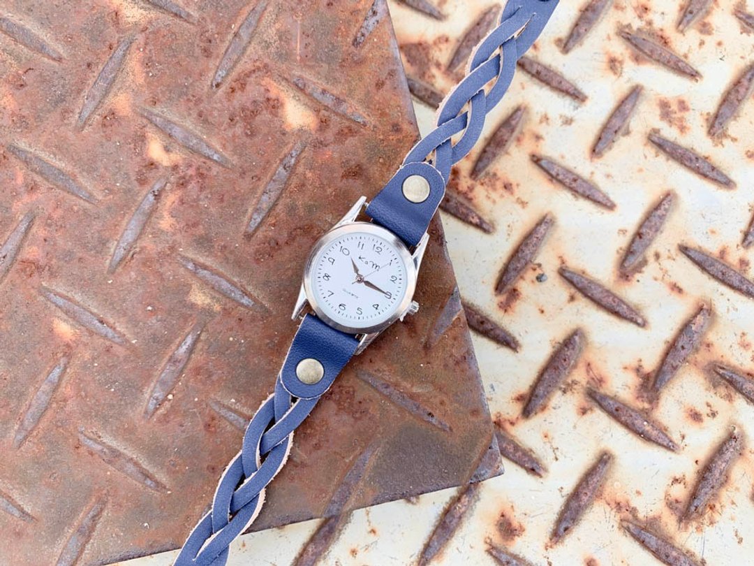 EDGE Cool navy edge knit watch that can be used roughly EKW-NN - 女表 - 真皮 蓝色