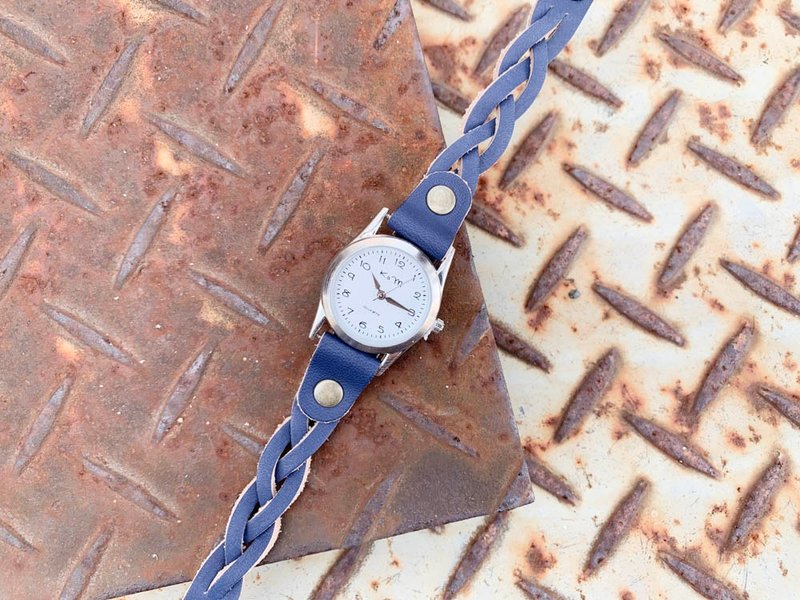 EDGE Cool navy edge knit watch that can be used roughly EKW-NN - 女表 - 真皮 蓝色