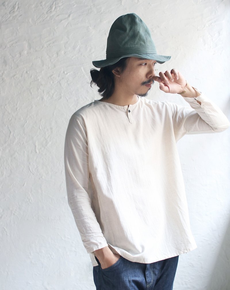 OMAKE OG free top 单扣衬衫上衣 米白 - 男装上衣/T 恤 - 棉．麻 白色