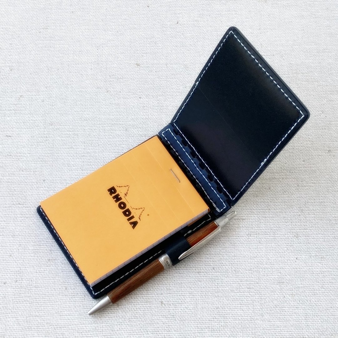 皮革铰链 Rhodia No.11 笔记本套 藏青色 - 笔记本/手帐 - 真皮 蓝色