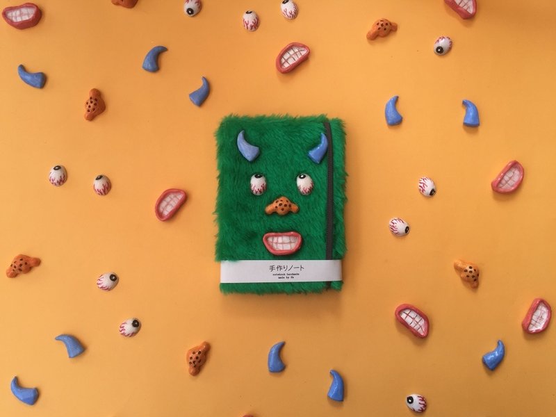 毛绒绒手工笔记本-绿色可爱小怪物 - 笔记本/手帐 - 纸 多色