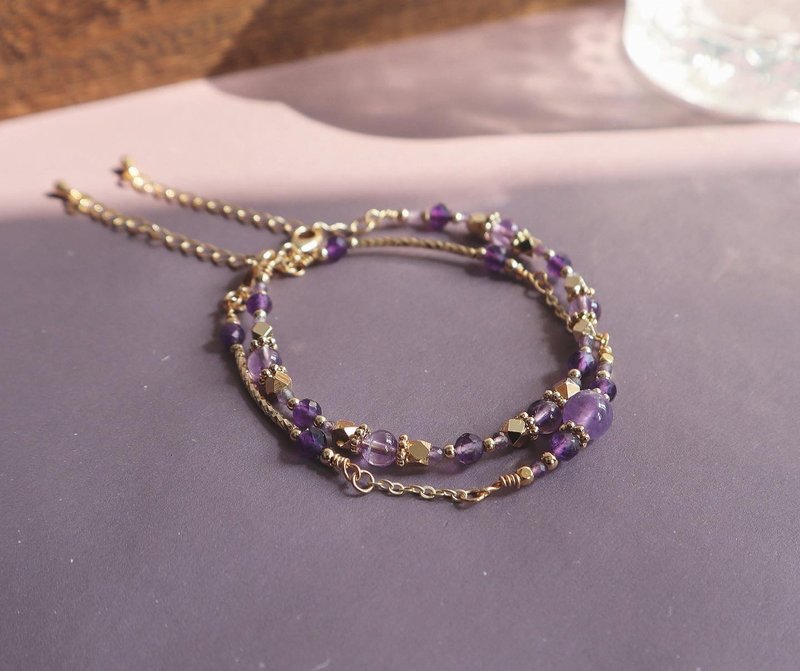 生日石系列 | 二月 | 紫水晶 | 两件组合式手链 - 手链/手环 - 水晶 紫色