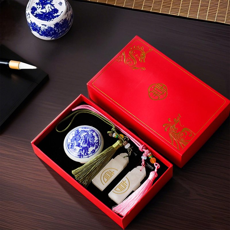 定制化 昆仑冻玉石对印章 姓名印章 情侣纪念礼物 结婚纪念礼物 - 印章/印台 - 玉石 