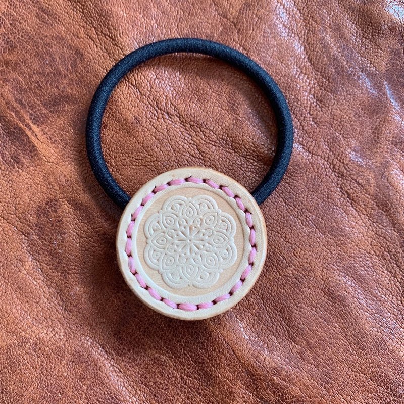 -曼陀罗- 皮革发束 抚子色 - 发饰 - 真皮 粉红色