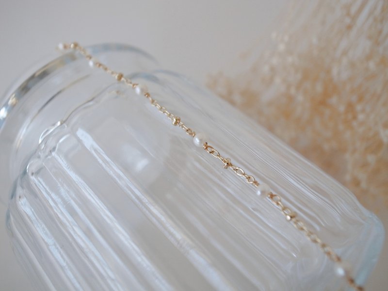 圣诞礼物【手链】14K 注金 包金 基本款 珍珠手链 - 手链/手环 - 珍珠 金色