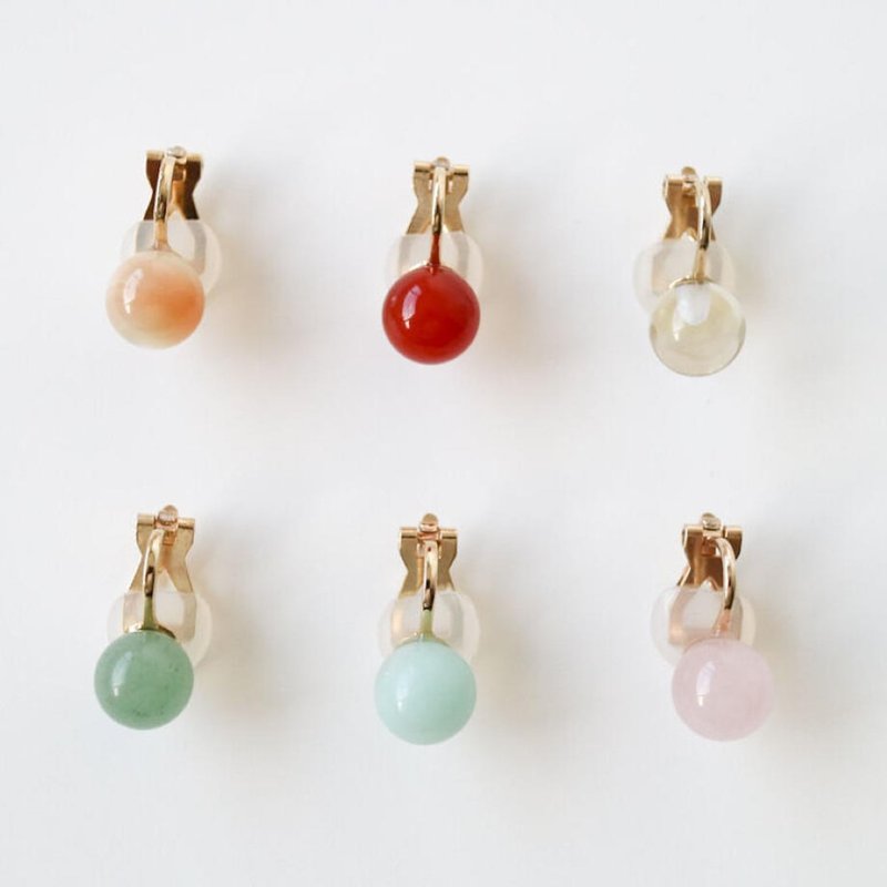maru earring(clip type) - 耳环/耳夹 - 石头 