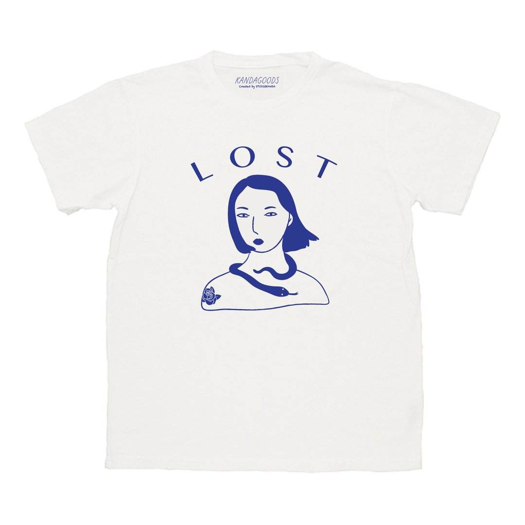 Lost t-shirt - 女装 T 恤 - 棉．麻 蓝色