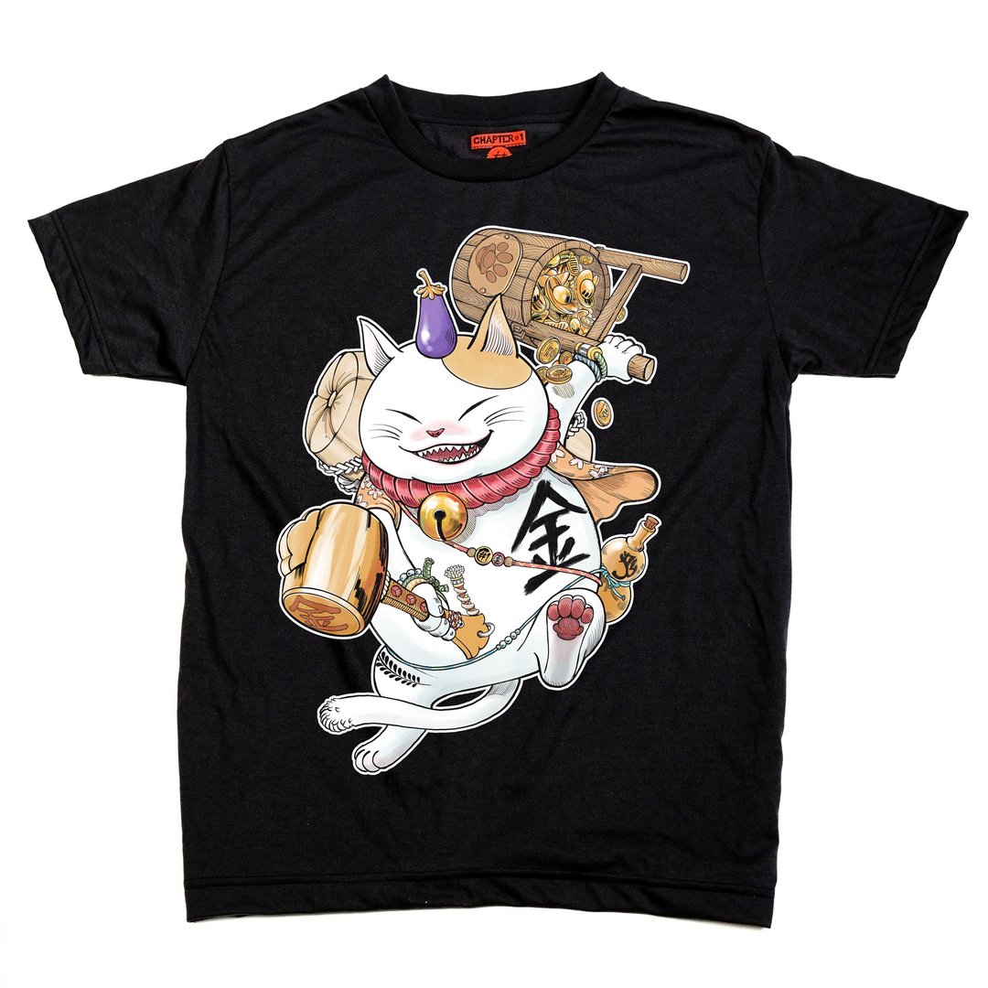 招财猫 T-shirt 金色 - 男装上衣/T 恤 - 其他材质 白色