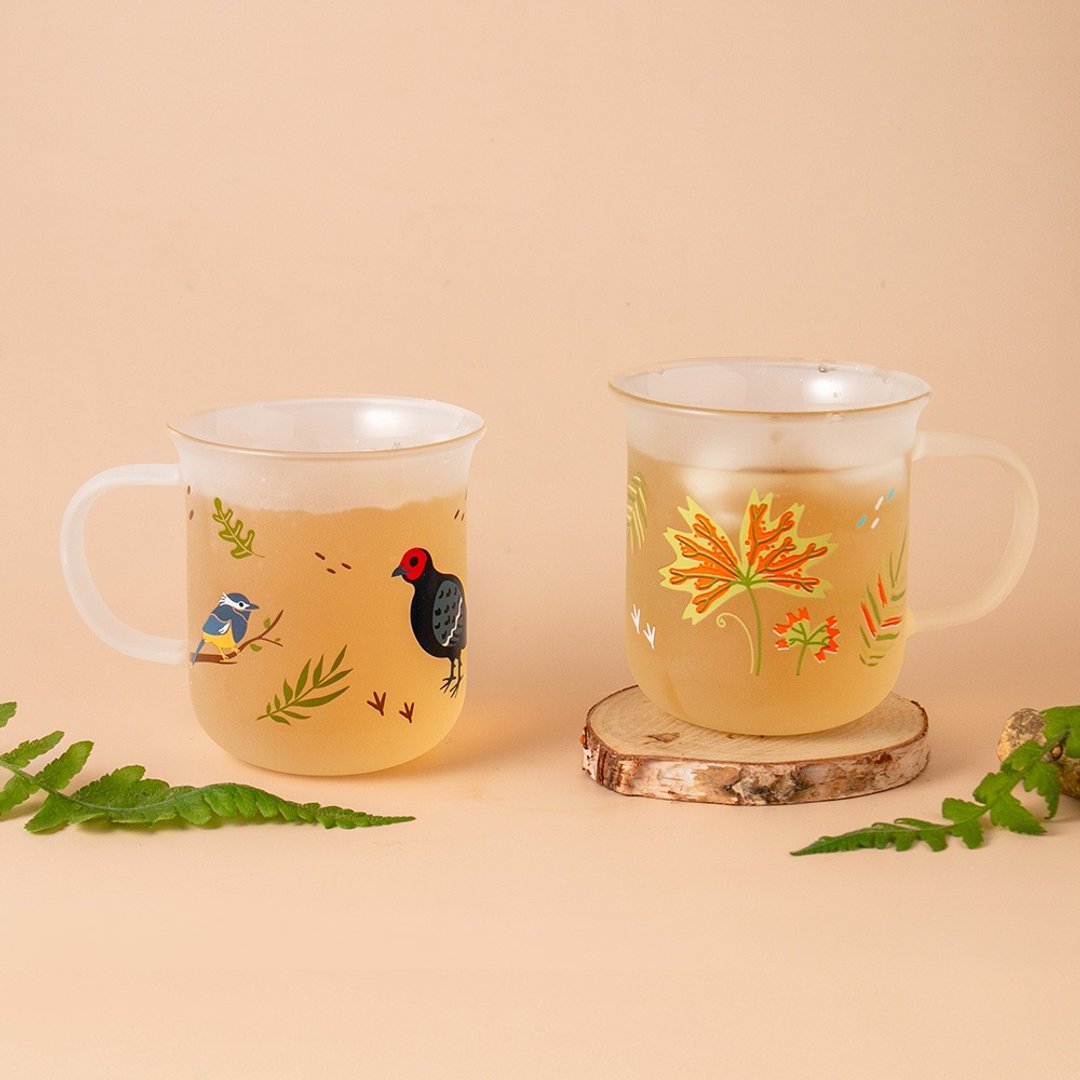 台湾特有种雾面玻璃杯-台湾森蕨/台湾四羽 - 玻璃杯 - 玻璃 透明
