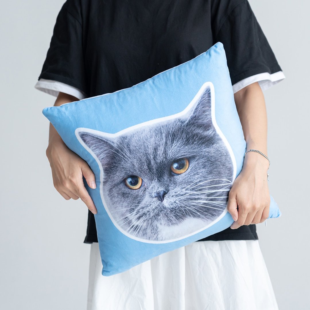 【客制化礼物】定制方形抱枕靠枕 宠物猫狗车枕 背面可印字或图 - 订制抱枕/饰品 - 其他材质 多色