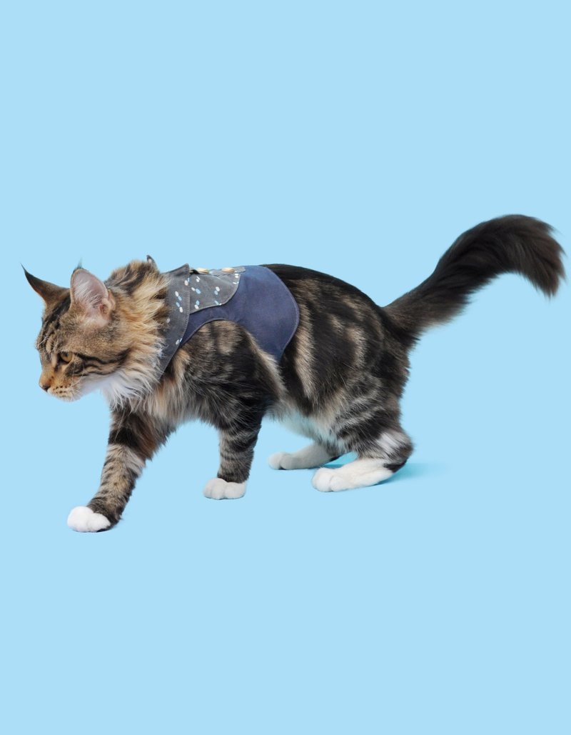 羡湛 Among 宠物胸背衣 狗衣服 猫衣服 - 衣/帽 - 棉．麻 蓝色