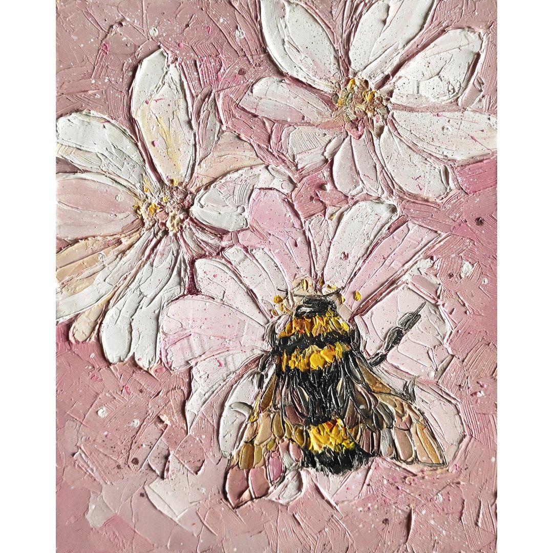 绘画 / 蜂手绘 / 原装 / 油画 / 花墙艺术 / 墙艺 / 墙壁装饰 - 海报/装饰画/版画 - 其他材质 粉红色