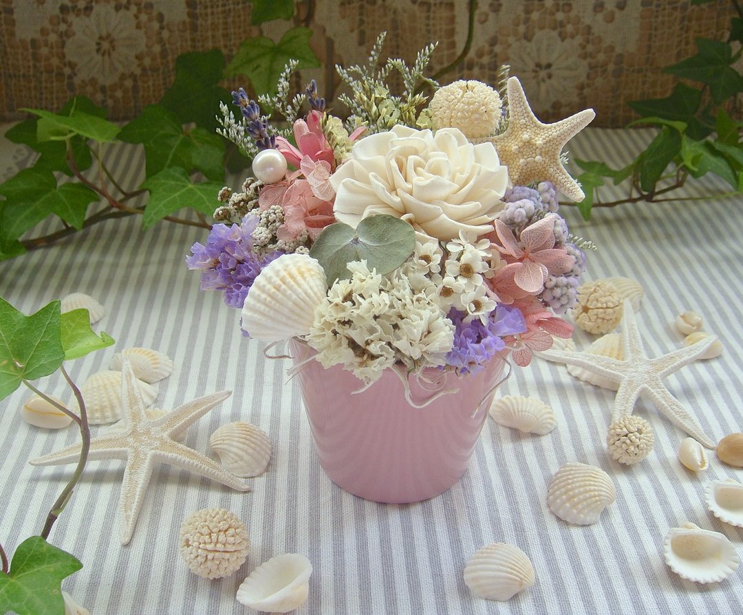 海边的浪漫记忆  永生花 干燥花 花礼 生日礼物 夏日限定 ( 付日本进口透明盒子) - 植栽/盆栽 - 植物．花 