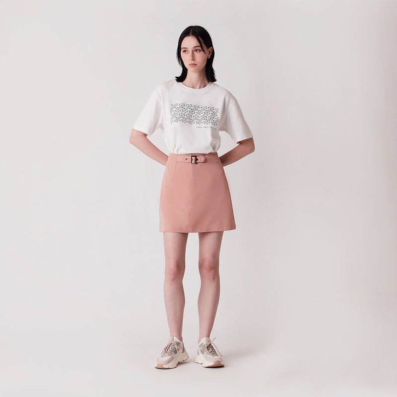 腰带迷你短裙 - 裙子 - 聚酯纤维 粉红色