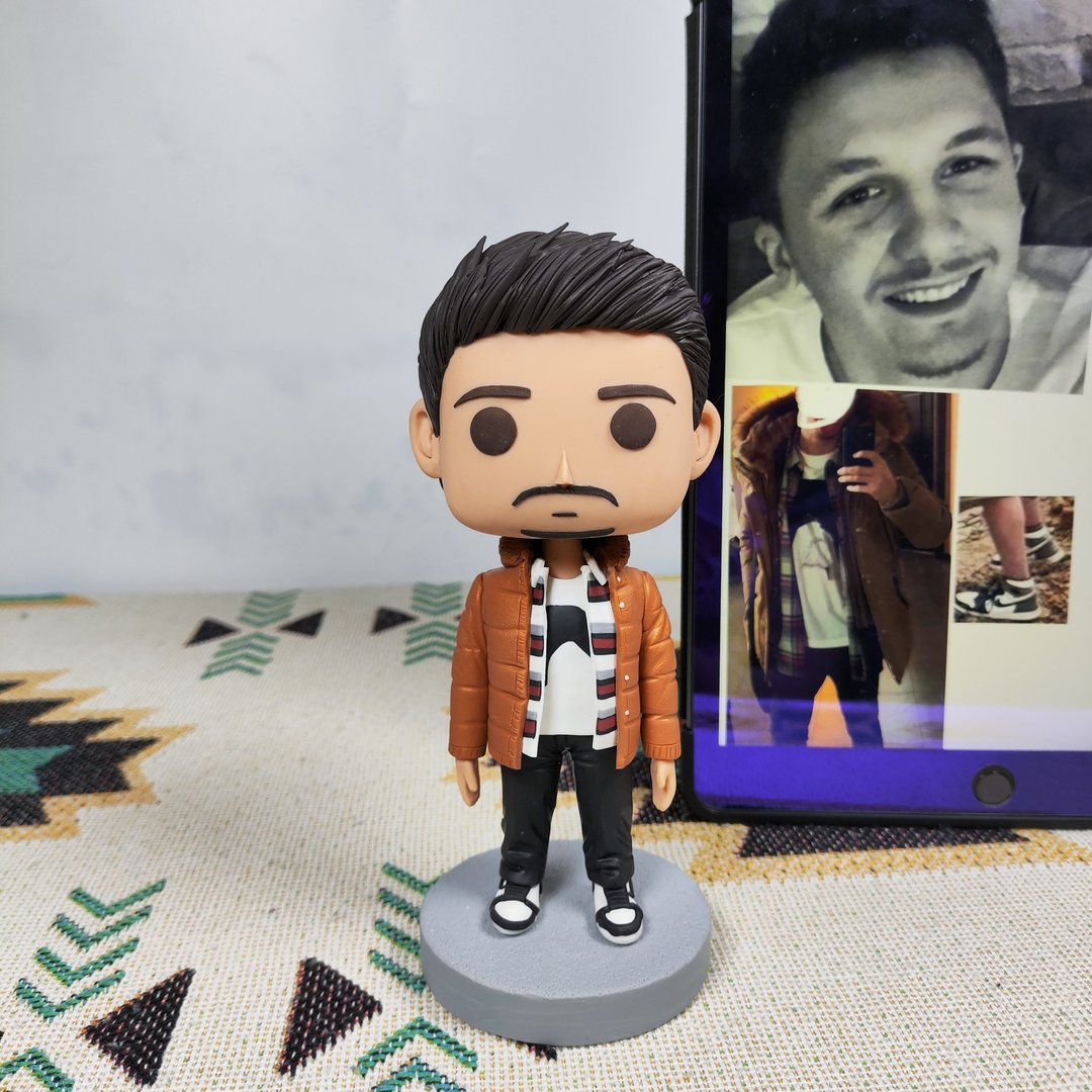 纯手工定制美国Funko Pop 自画肖像公仔娃娃男朋友老公生日礼物 - 玩偶/公仔 - 粘土 多色