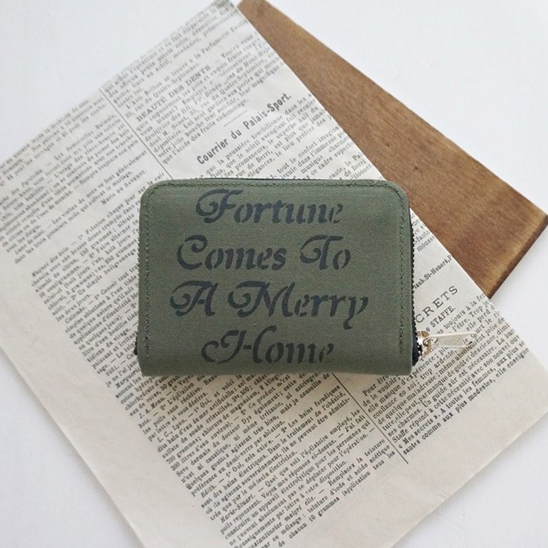 Compact wallet khaki color military wallet - 皮夹/钱包 - 棉．麻 卡其色
