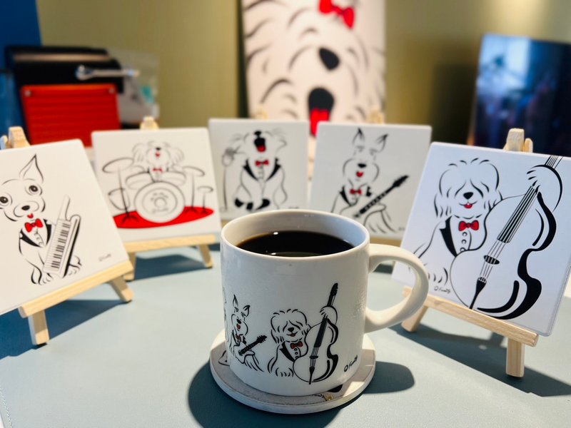 Q Family 原创陶瓷吸水杯垫-方形款式 - Q 乐团 - 杯垫 - 陶 白色