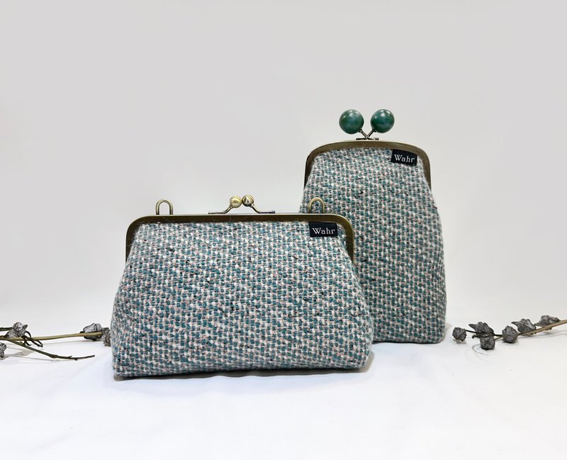 绿绿大理石毛料 口金包 手拿包 侧背包 肩背包 随身包 化妆包 - 侧背包/斜挎包 - 棉．麻 绿色