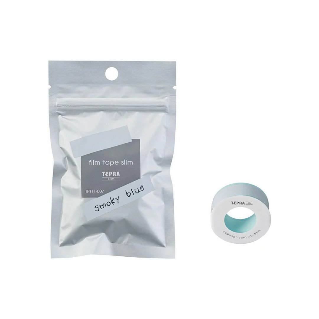 【KING JIM】TEPRA LITE 热感式标签薄膜自黏胶带 11mm 烟熏蓝 - 纸胶带 - 其他材质 蓝色