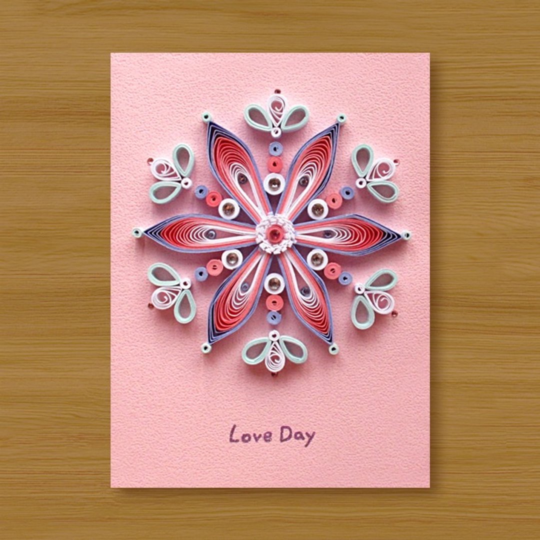 手工卷纸卡片 _ 花恋曼陀罗 Love Day - 情人卡 - 卡片/明信片 - 纸 粉红色