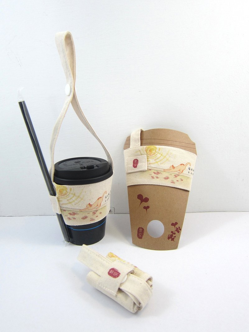 茶饮提袋(阳光-慵懒猫) - 手提包/手提袋 - 棉．麻 
