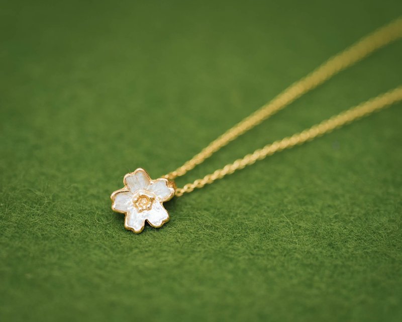 Sakura necklace - Cherry blossom - Japanese jewelry - Japanese flower - Bridal - 项链 - 银 金色