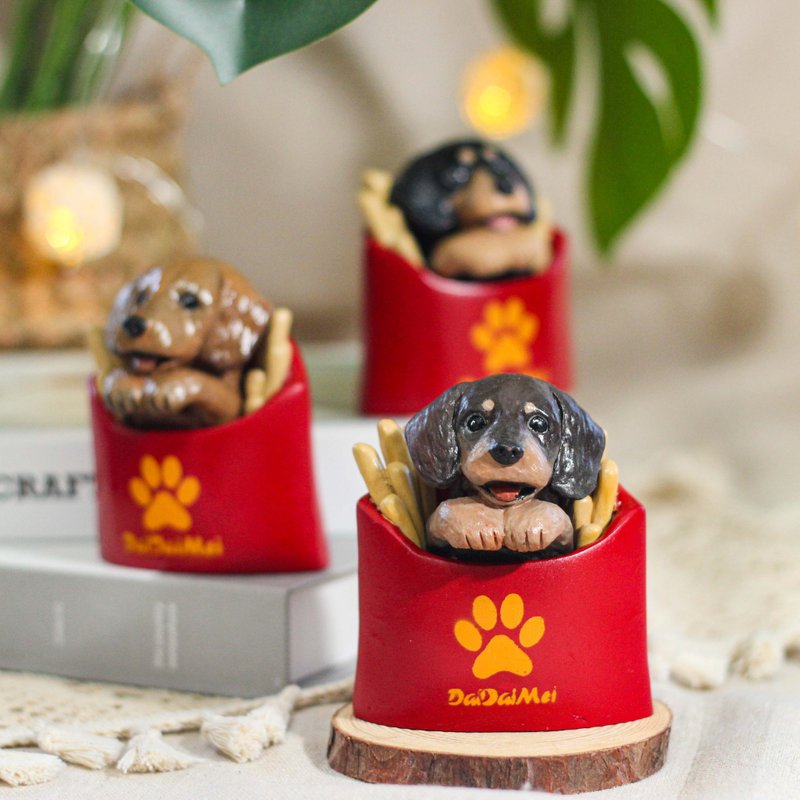 【定制上色】腊肠狗 公仔 可爱 薯条 短毛腊肠 宠物纪念 定制化 - 玩偶/公仔 - 水泥 