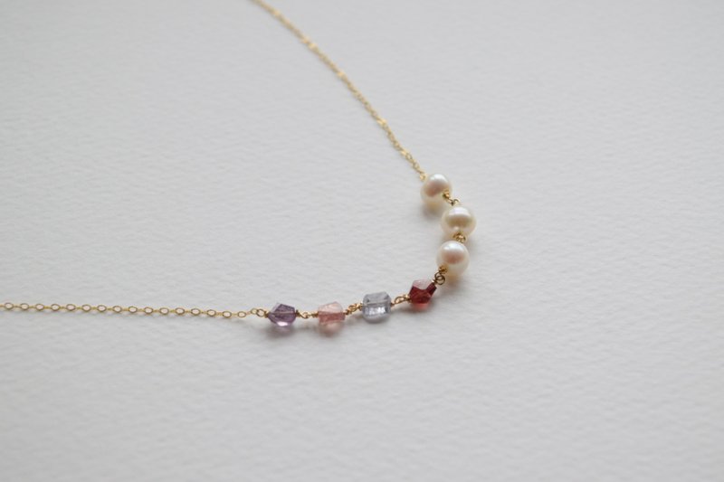 14K gold filled necklace - 袖扣 - 宝石 多色