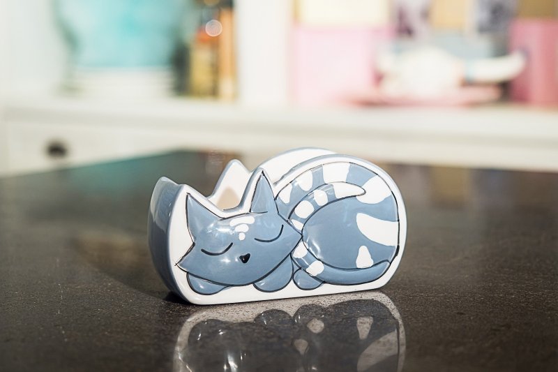 LE CHAT法式猫咪系列_置纸巾架 (蓝灰) - 餐垫/桌巾 - 瓷 蓝色