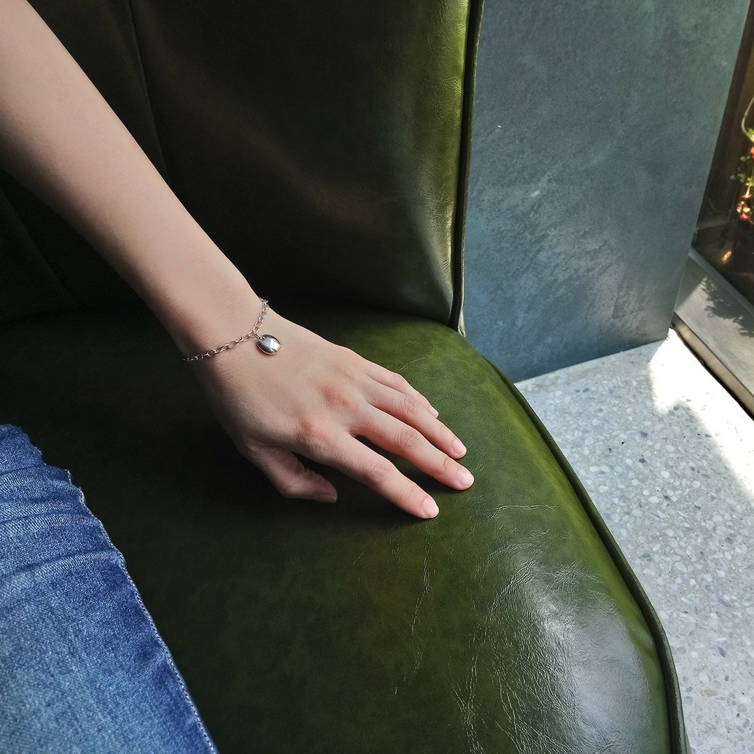 pebble bracelet_鹅卵石手链 | 925银 伴娘礼 谢礼 新娘饰品 六礼 - 手链/手环 - 银 银色