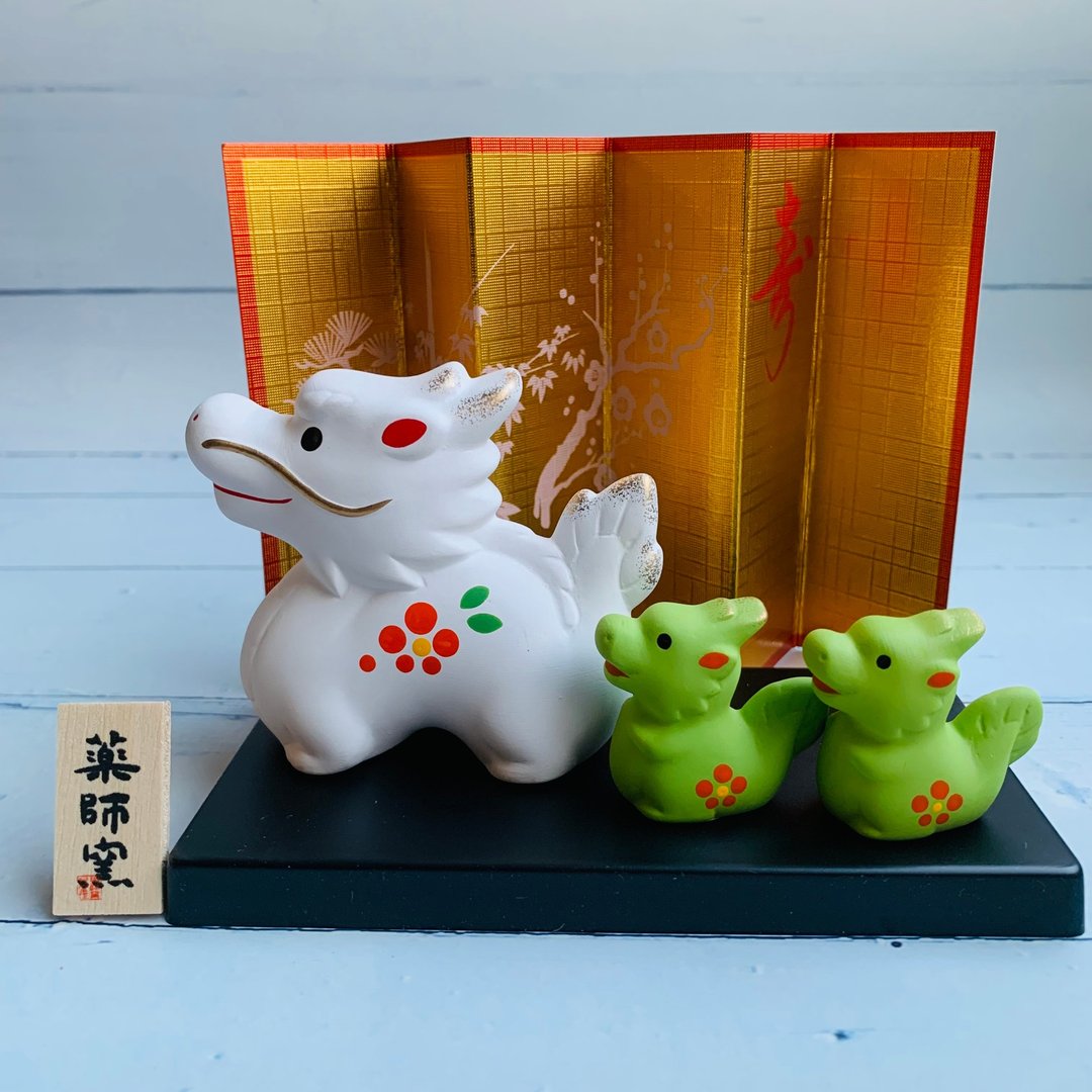 锦彩招福龙-红梅-亲子组-生肖吉祥物(龙) 开运 送礼 交换礼物 - 玩偶/公仔 - 陶 