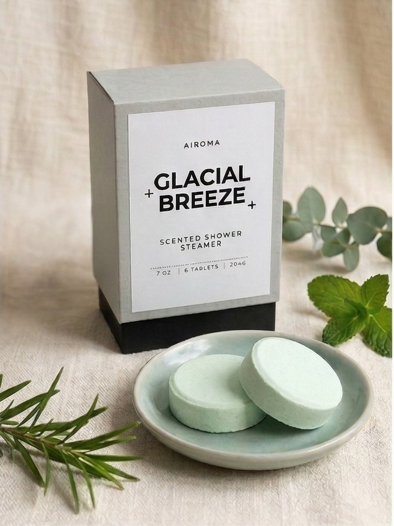 冰川微风香薰淋浴片 尤加利薄荷 提神通鼻 香港手作 免浴缸 - 香薰/精油/线香 - 精油 绿色