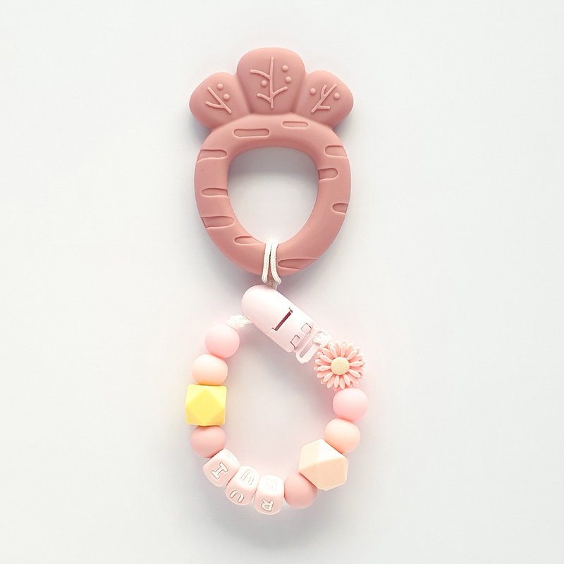 RUI 雏菊 珊瑚红胡萝卜固齿器 / 定制化奶嘴链 - 玩具/玩偶 - 其他材质 多色