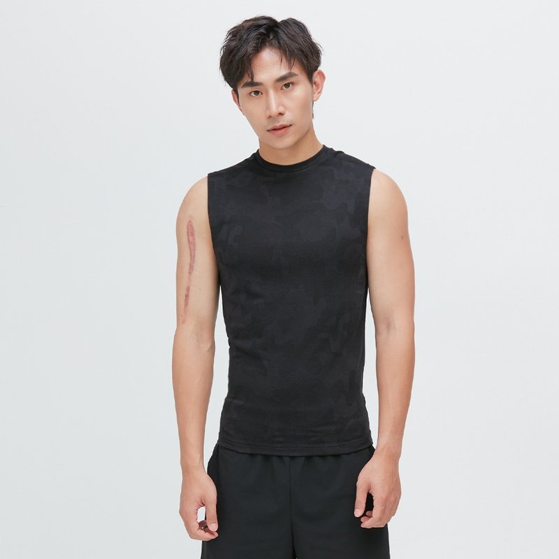 抗菌胶原蛋白缇花背心(男)-隧海黑 - 男装背心 - 聚酯纤维 黑色