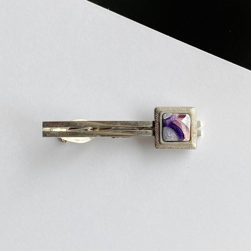 Feather [Amethyst] Cloisonne Tie Pin Pure Silver Wired Cloisonne - 领带/领带夹 - 其他材质 紫色
