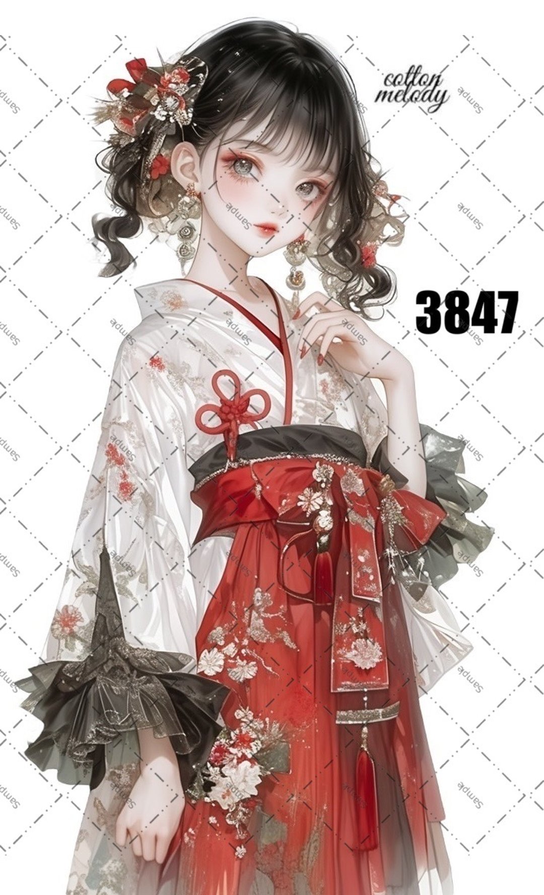original sticker no.3847 人物贴纸 原创贴纸 原创人物贴纸 装饰贴纸 cotton melody - 贴纸 - 纸 