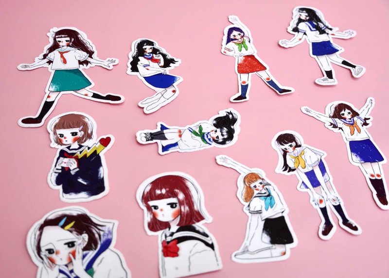 防水贴纸 水手服少女 - 贴纸 - 纸 