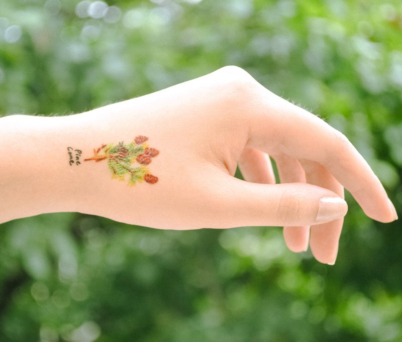 松子 花刺青 纹身贴纸 一套五款 - 纹身贴 - 纸 卡其色