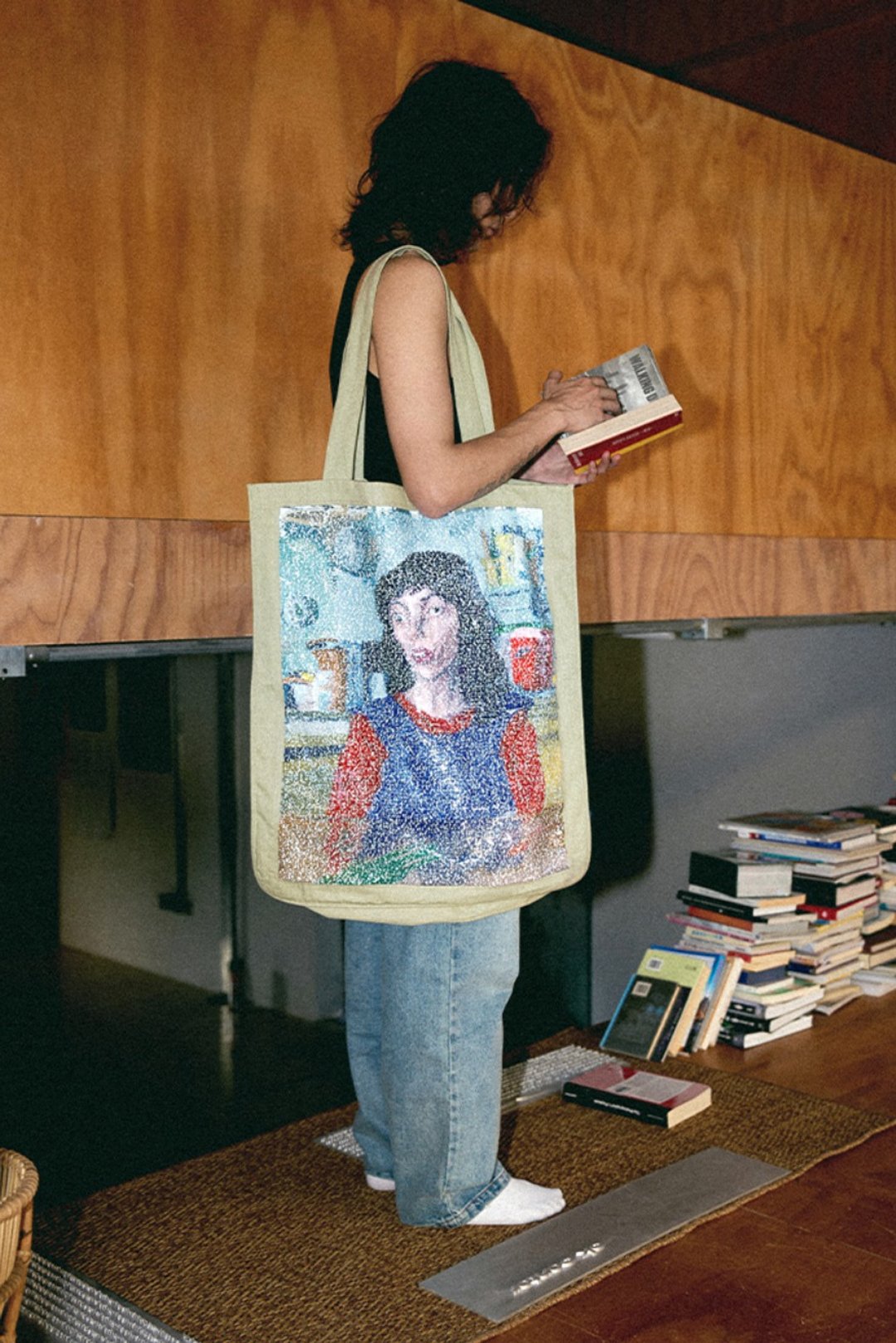 Large Shipping Bag 白眼女孩亮片包 双面背 斜挎包/侧背包/单肩 - 侧背包/斜挎包 - 其他材质 绿色