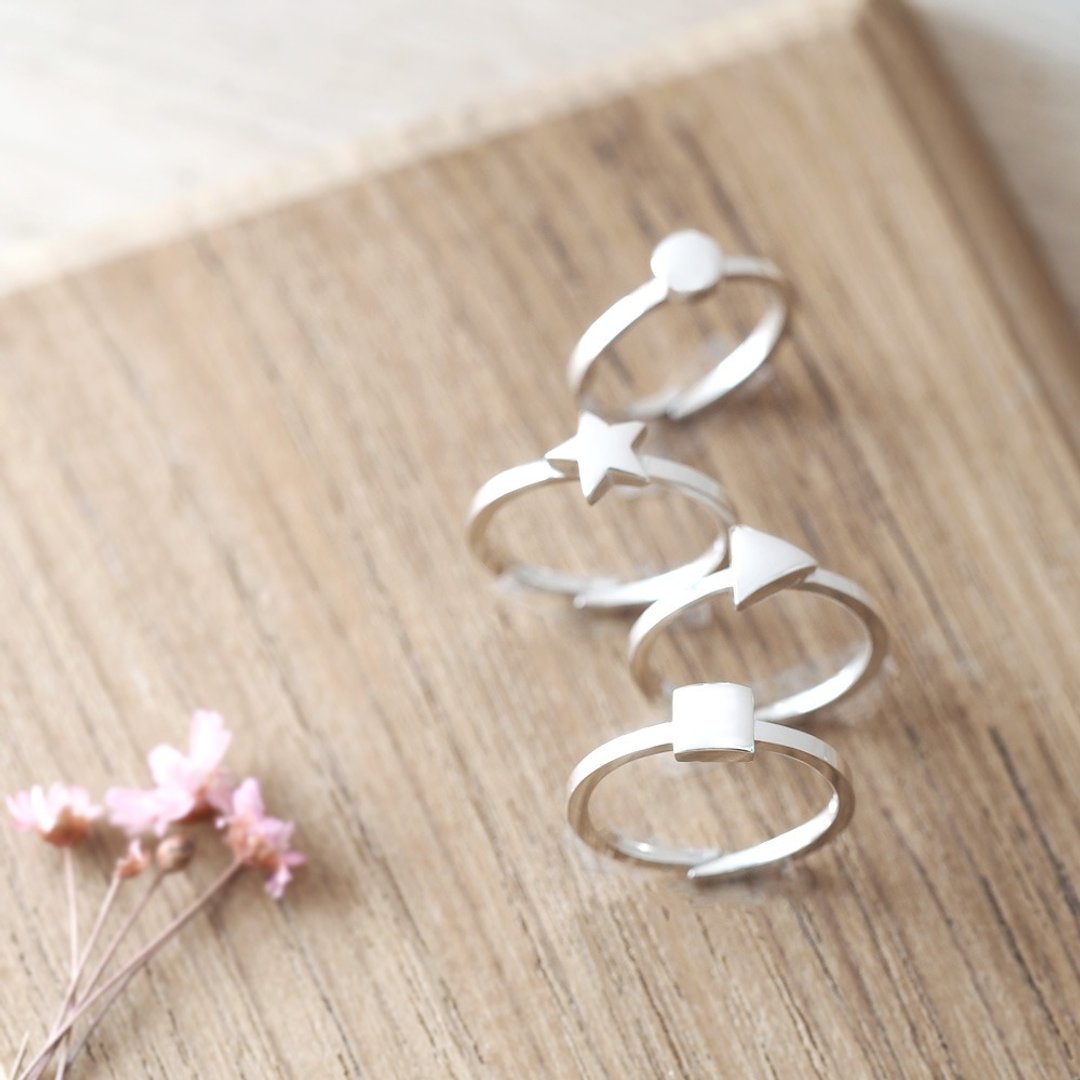 mini figure ring silver925 9-12 - 戒指 - 其他金属 灰色