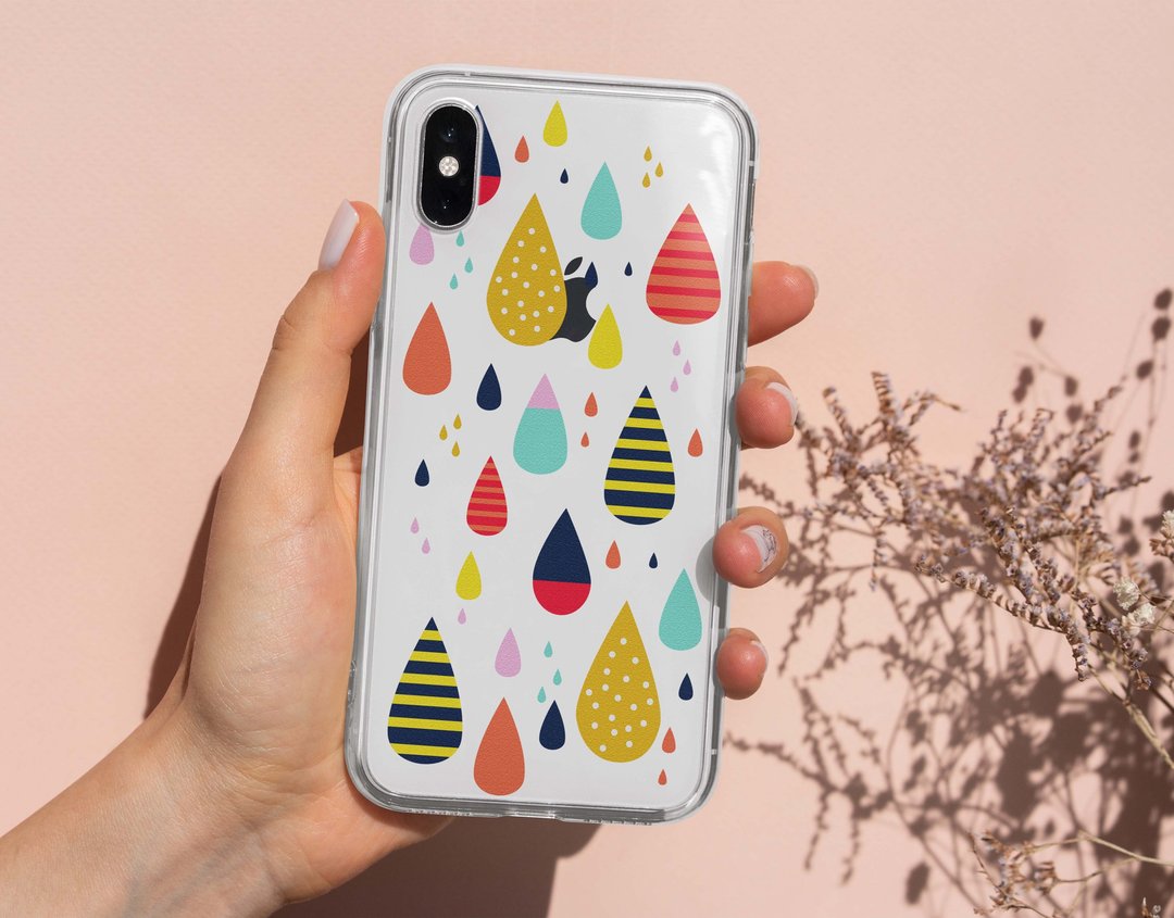 彩色雨点透明手机壳软壳iphone 11 Pro Max Galaxy S9 note 10 - 手机壳/手机套 - 硅胶 透明