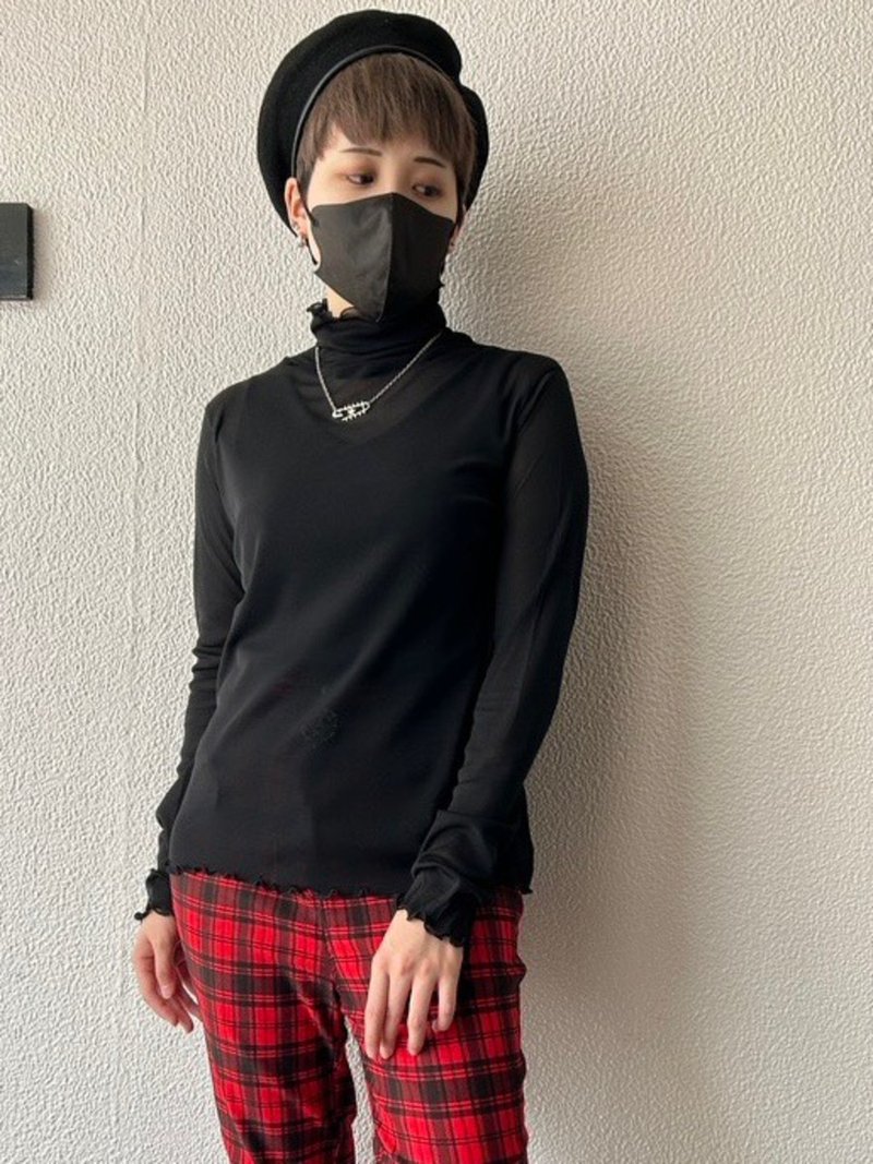 透肤感长袖上衣 / 黑色 / F尺寸 / hellcatpunks / hcp-t-0229 - 女装上衣 - 尼龙 黑色