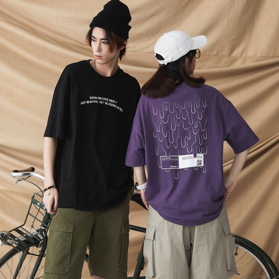 DISSOLVE 其乐溶溶创意插画短袖Tee恤 男女同款 宽松落肩版型多色 - 男装上衣/T 恤 - 棉 紫色