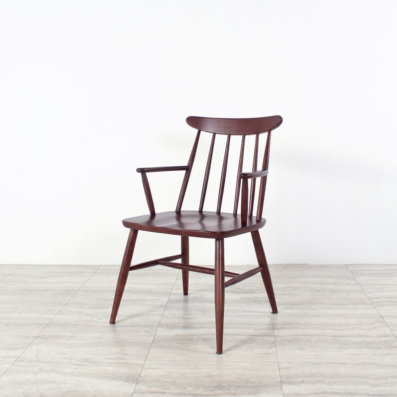 北欧复古 橡木实木 温莎扶手餐椅 - 椅子/沙发 - 木头 咖啡色