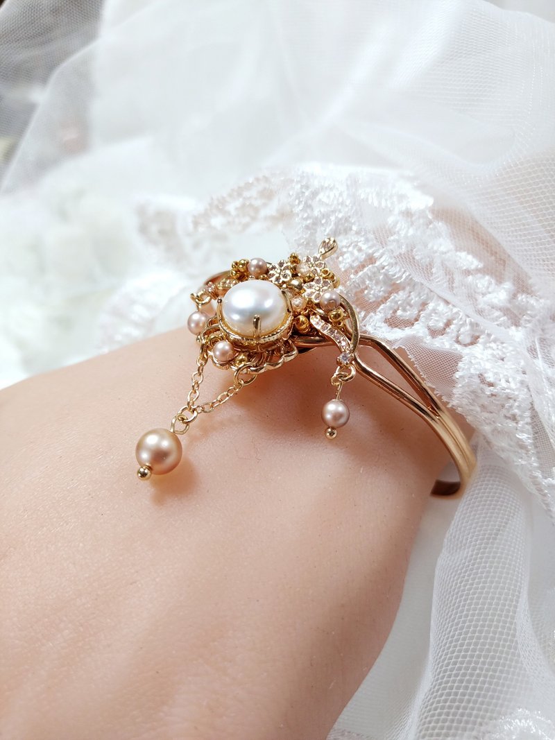 异国风系列—【面具之舞】珍珠款手环 淡水珍珠 施华洛世奇 - 手链/手环 - 珍珠 黄色