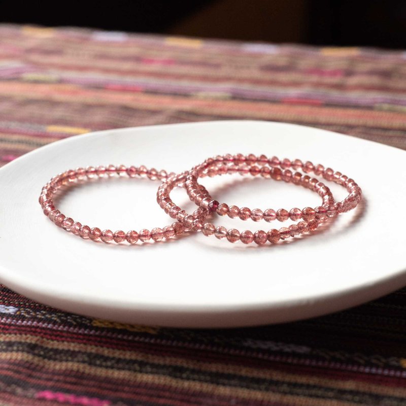【微瑕疵福利品】草莓晶鸽血红4mm极细手链 | 数量有限 售完即止 - 手链/手环 - 宝石 粉红色